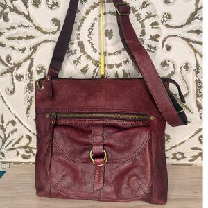 Fossil Burgundy Leather Soft Pebbled Adjustable Strap Everyday Crossbody